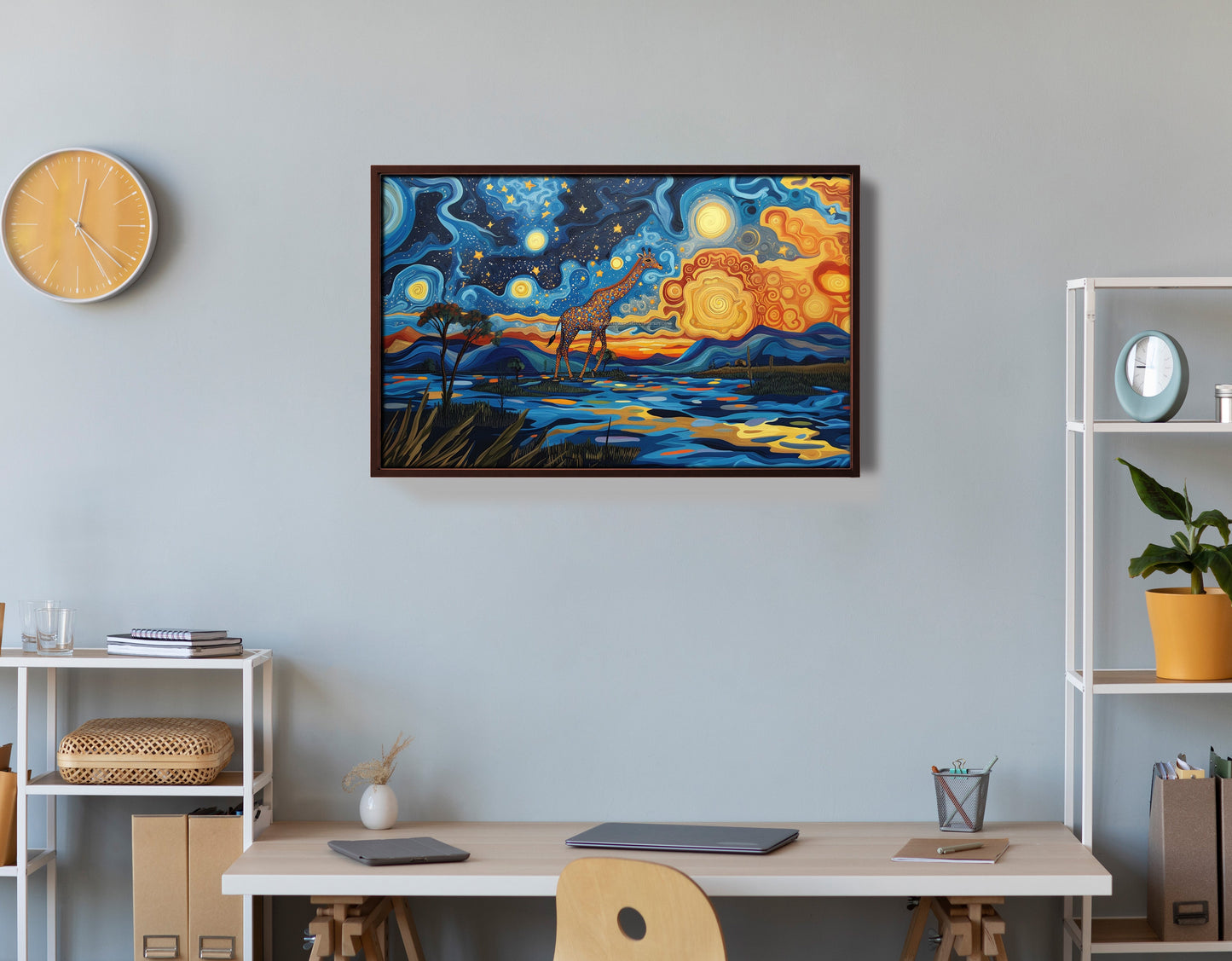 Blue Safari Sunset African American canvas print view 36