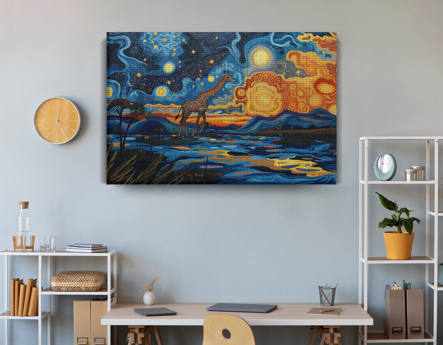 Blue Safari Sunset African American canvas print view 18