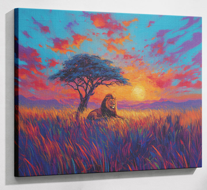 Lion Colorful Sunset Black African American canvas print canvas print with visible wall art format
