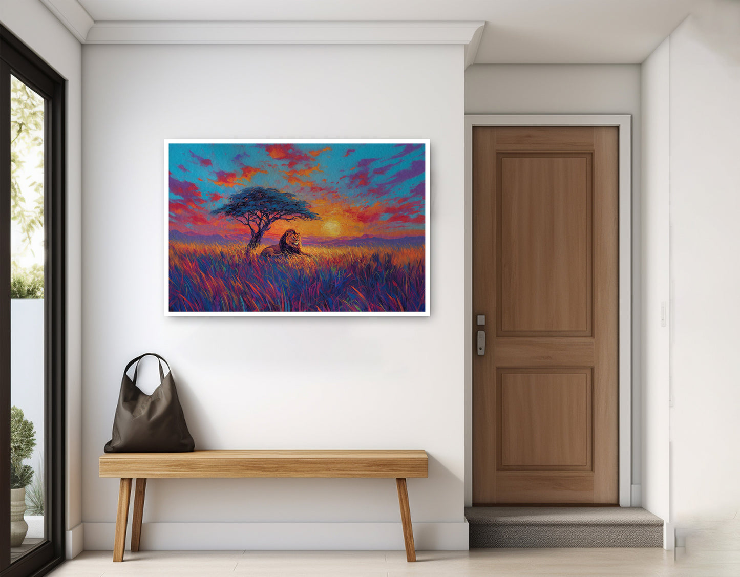 Lion Colorful Sunset Black African American canvas print home decor view