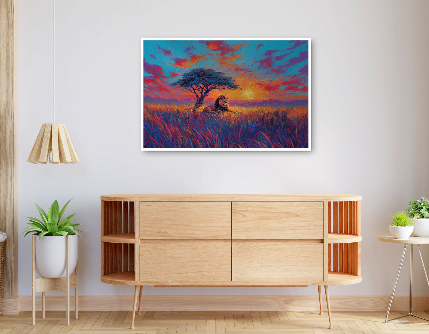 Alternate view of Lion Colorful Sunset Black African American canvas print