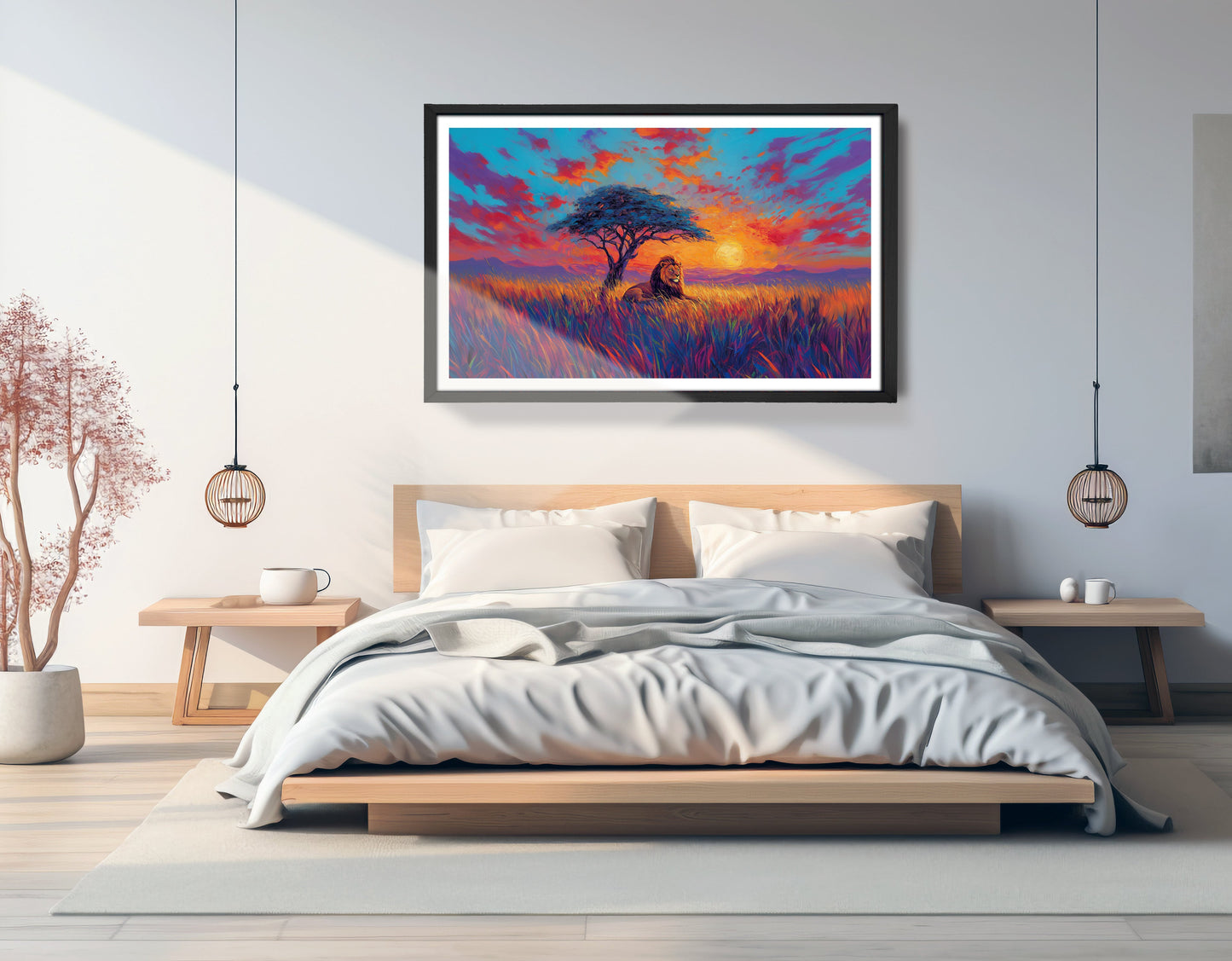 Lion Colorful Sunset Black African American canvas print view 69