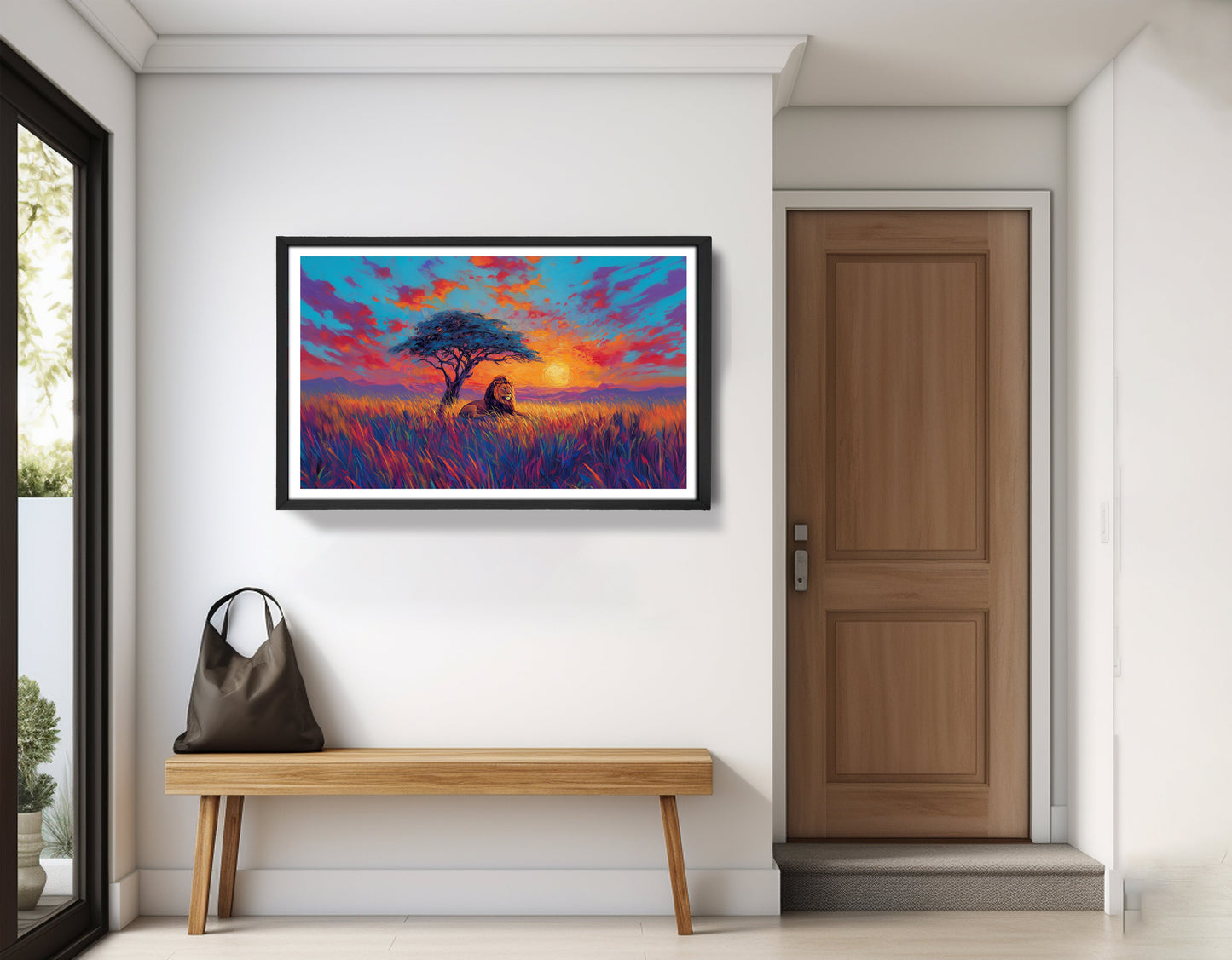 Lion Colorful Sunset Black African American canvas print view 71