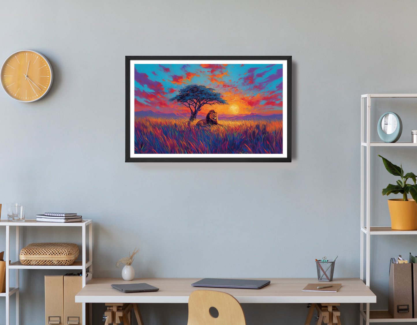 Lion Colorful Sunset Black African American canvas print view 72