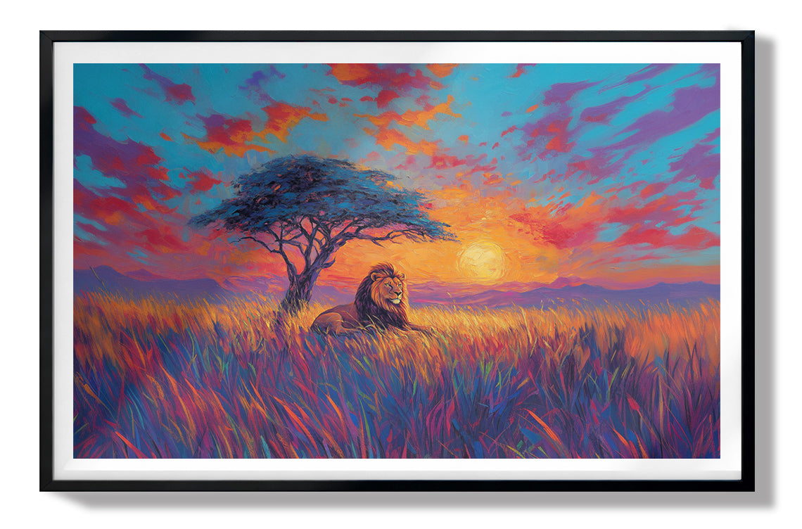 Lion Colorful Sunset Black African American canvas print view 67