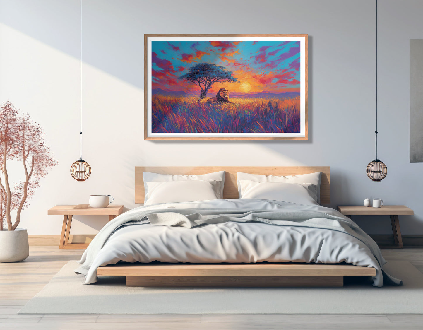 Lion Colorful Sunset Black African American canvas print view 81