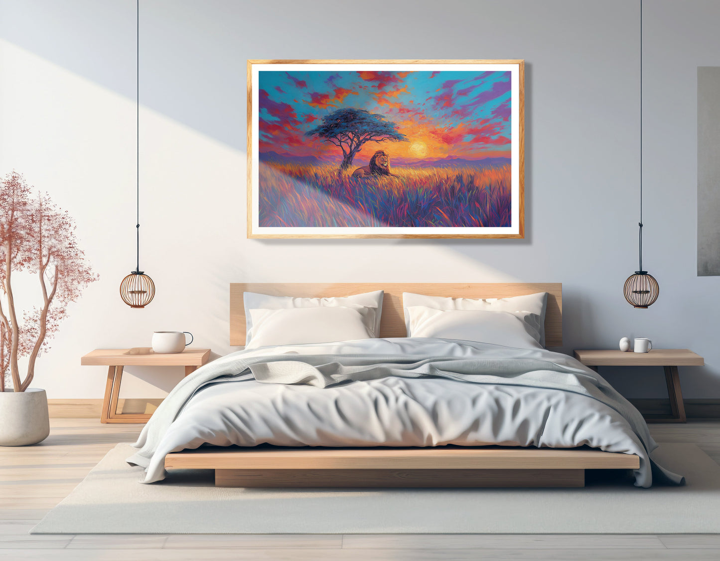 Lion Colorful Sunset Black African American canvas print view 75
