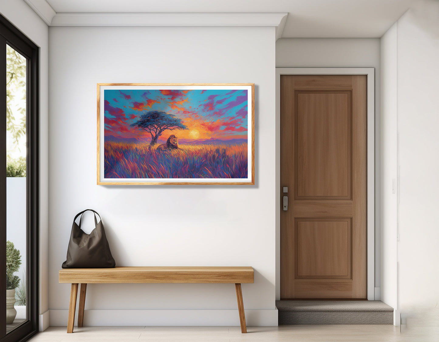 Lion Colorful Sunset Black African American canvas print view 77