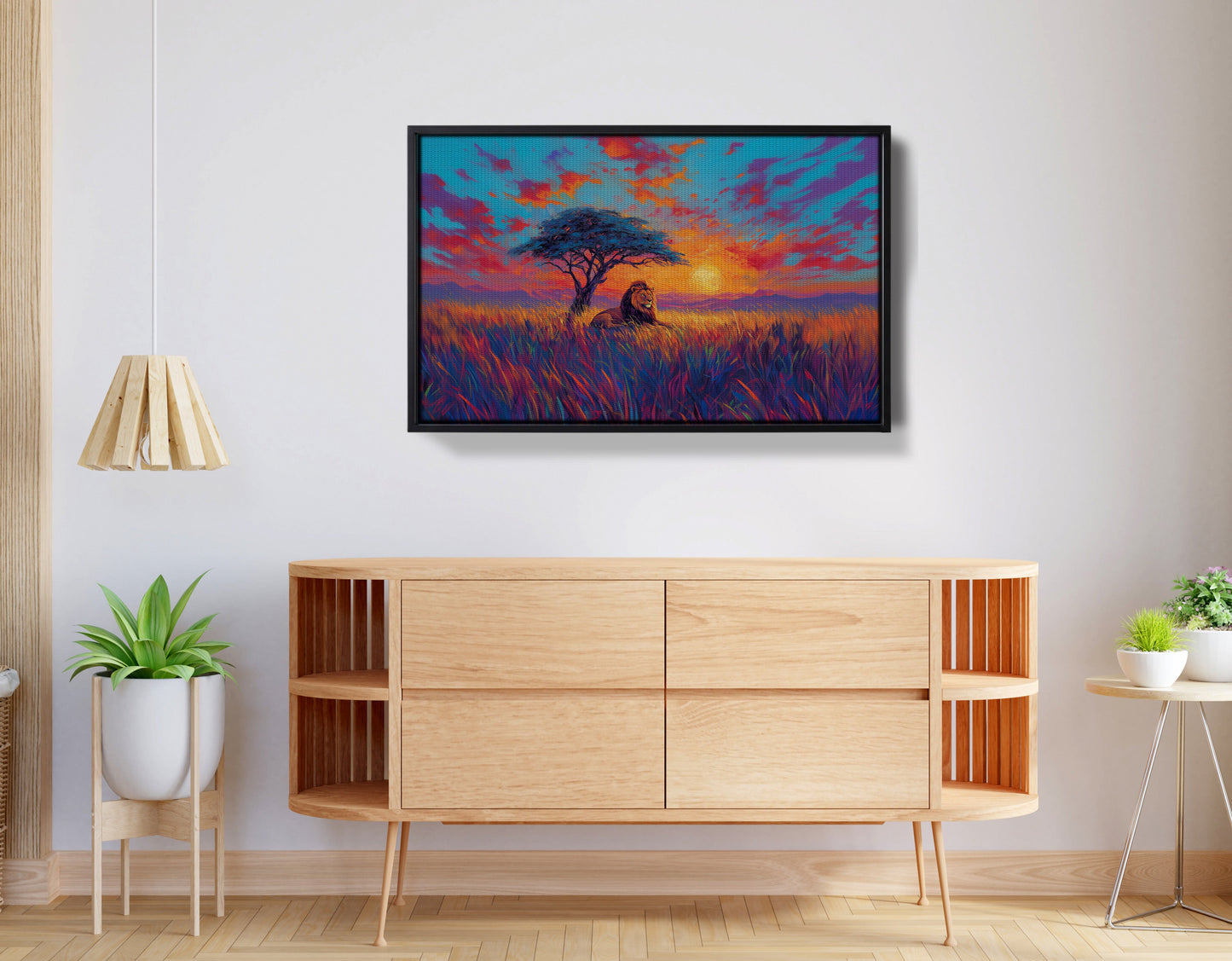 Lion Colorful Sunset Black African American canvas print view 26