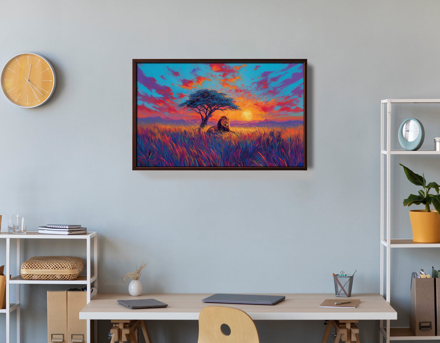 Lion Colorful Sunset Black African American canvas print view 36