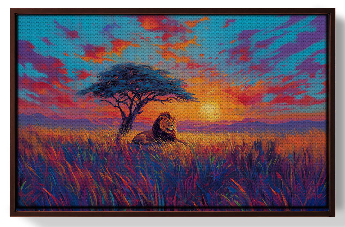 Lion Colorful Sunset Black African American canvas print view 31
