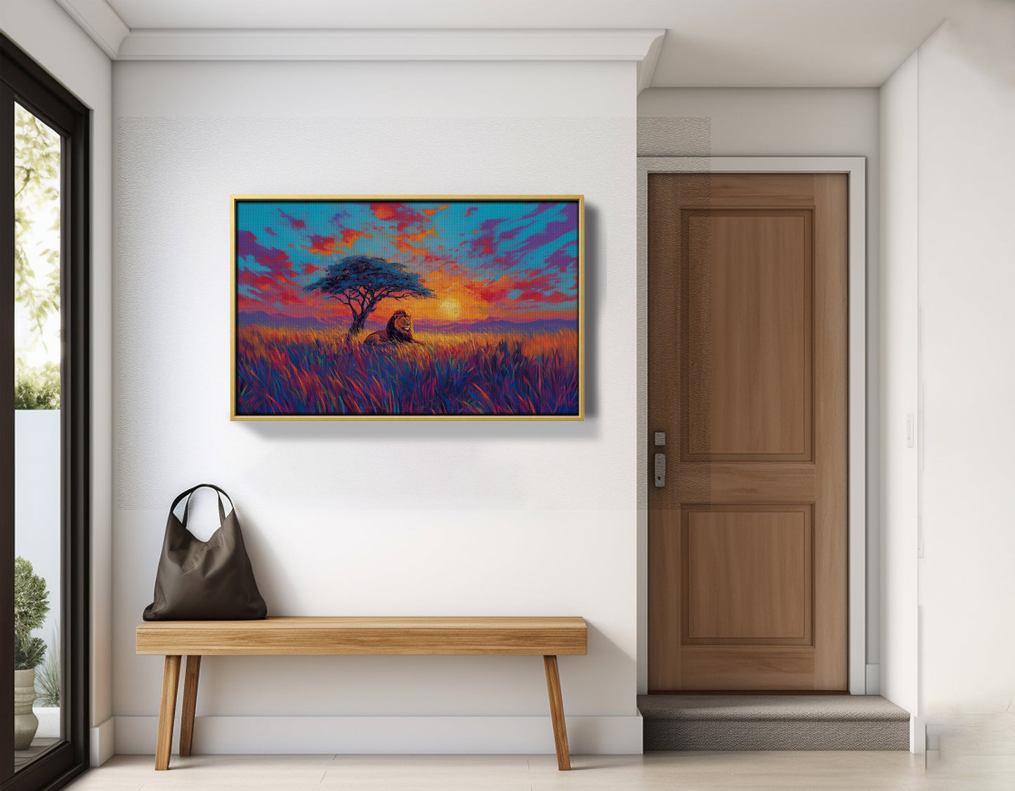 Lion Colorful Sunset Black African American canvas print view 41