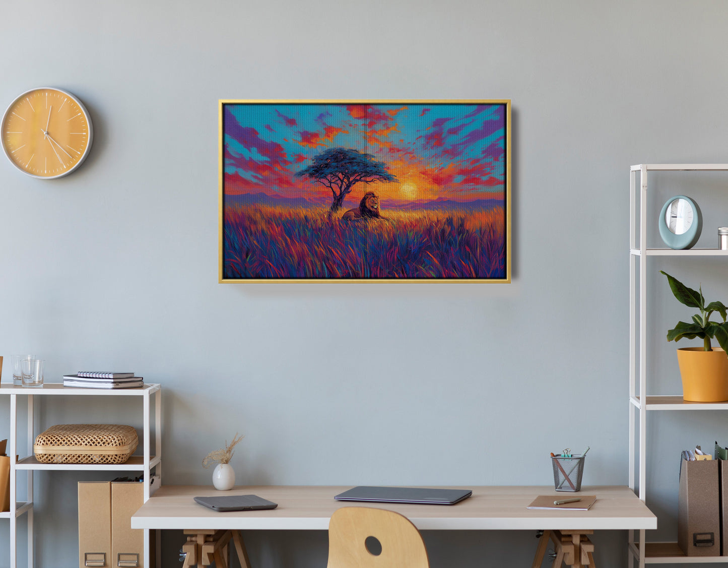 Lion Colorful Sunset Black African American canvas print view 42