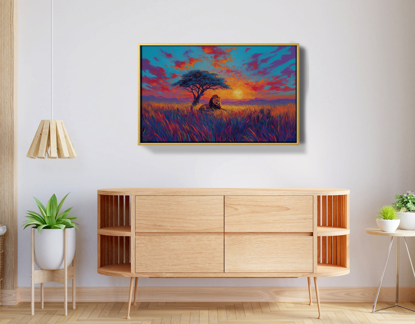 Lion Colorful Sunset Black African American canvas print view 38