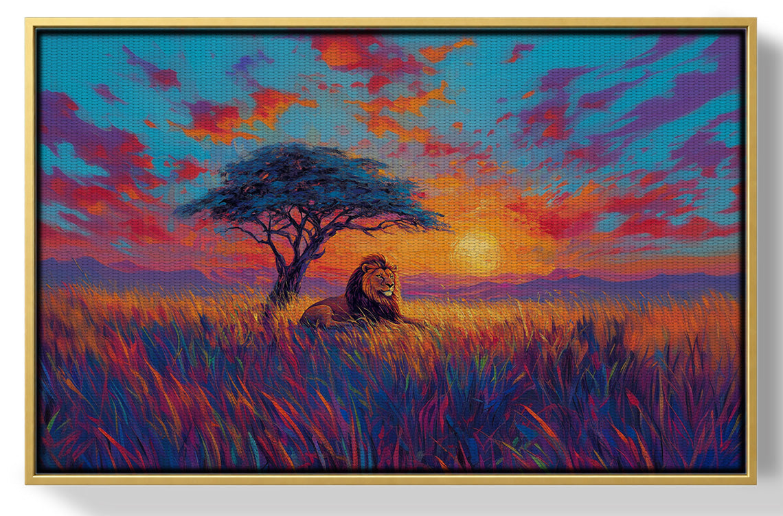 Lion Colorful Sunset Black African American canvas print view 37