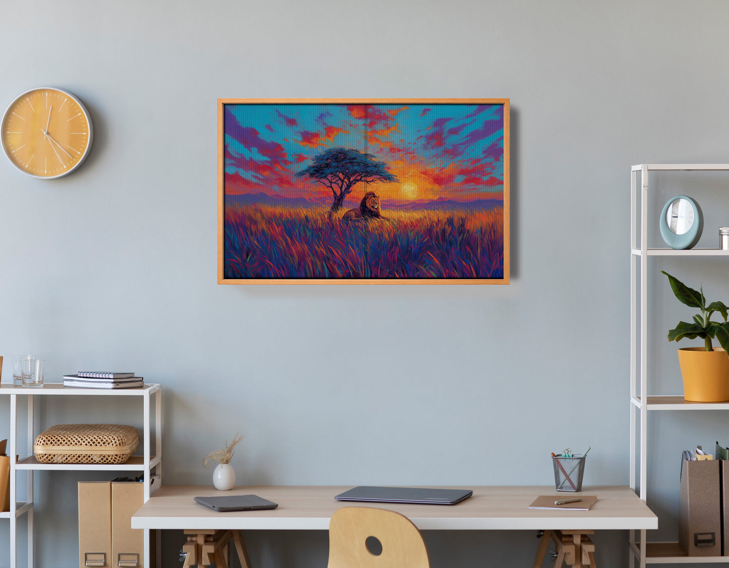 Lion Colorful Sunset Black African American canvas print view 48