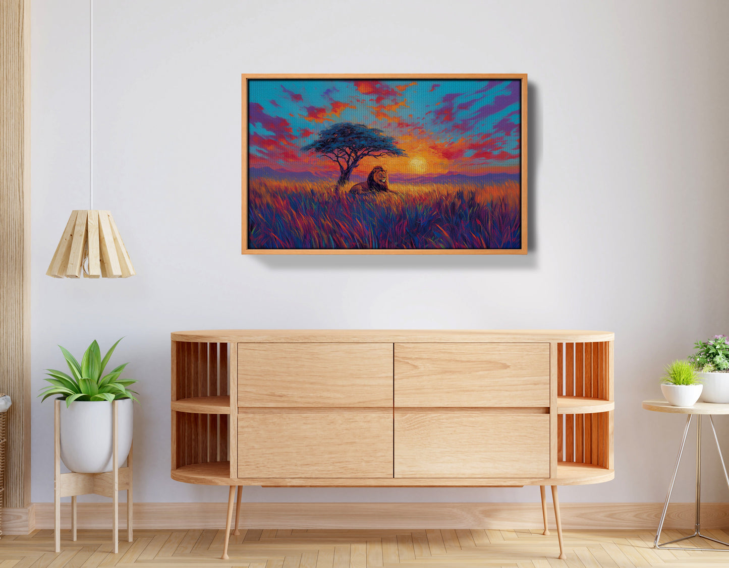Lion Colorful Sunset Black African American canvas print view 44
