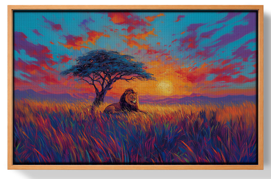 Lion Colorful Sunset Black African American canvas print view 43