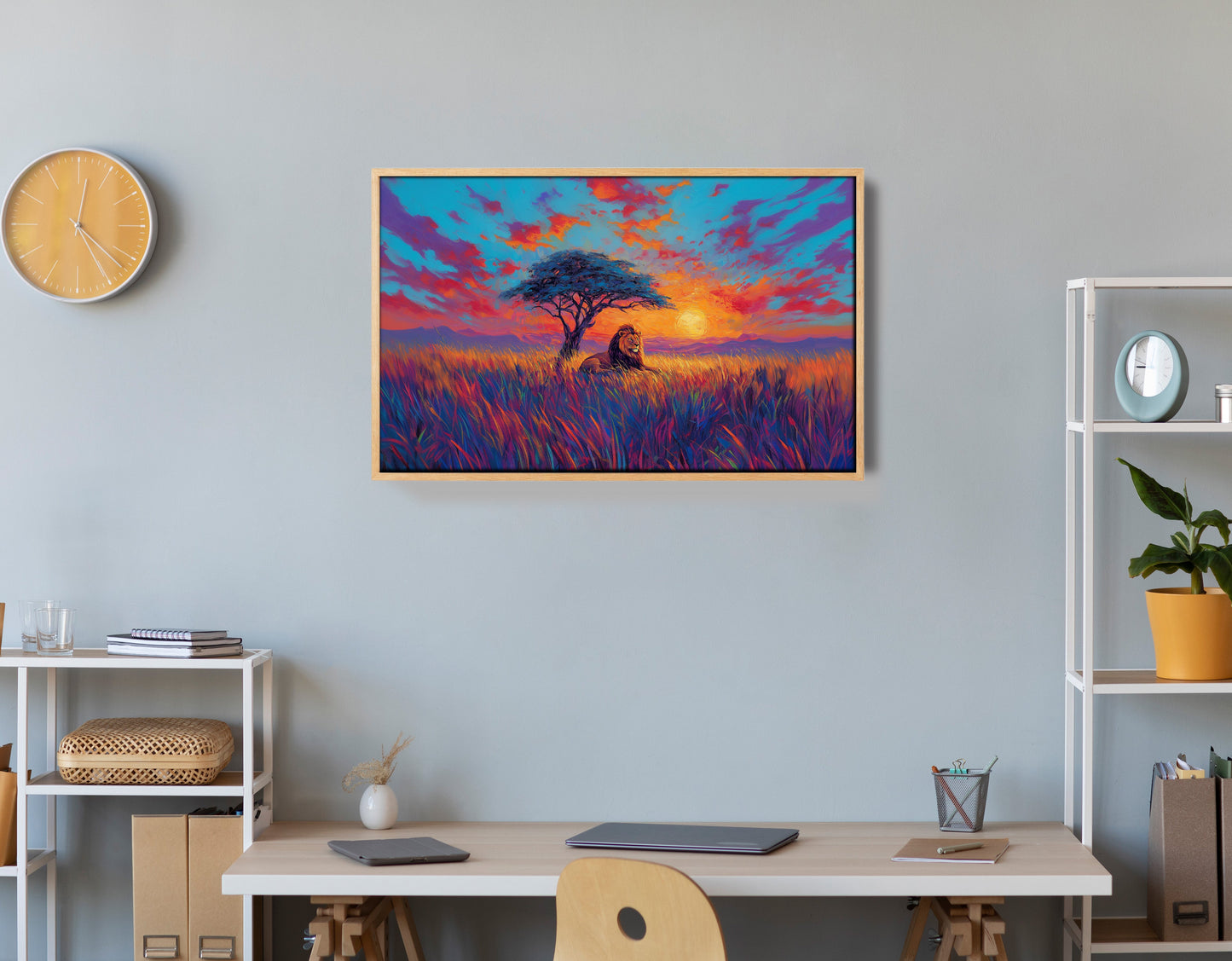 Lion Colorful Sunset Black African American canvas print view 54