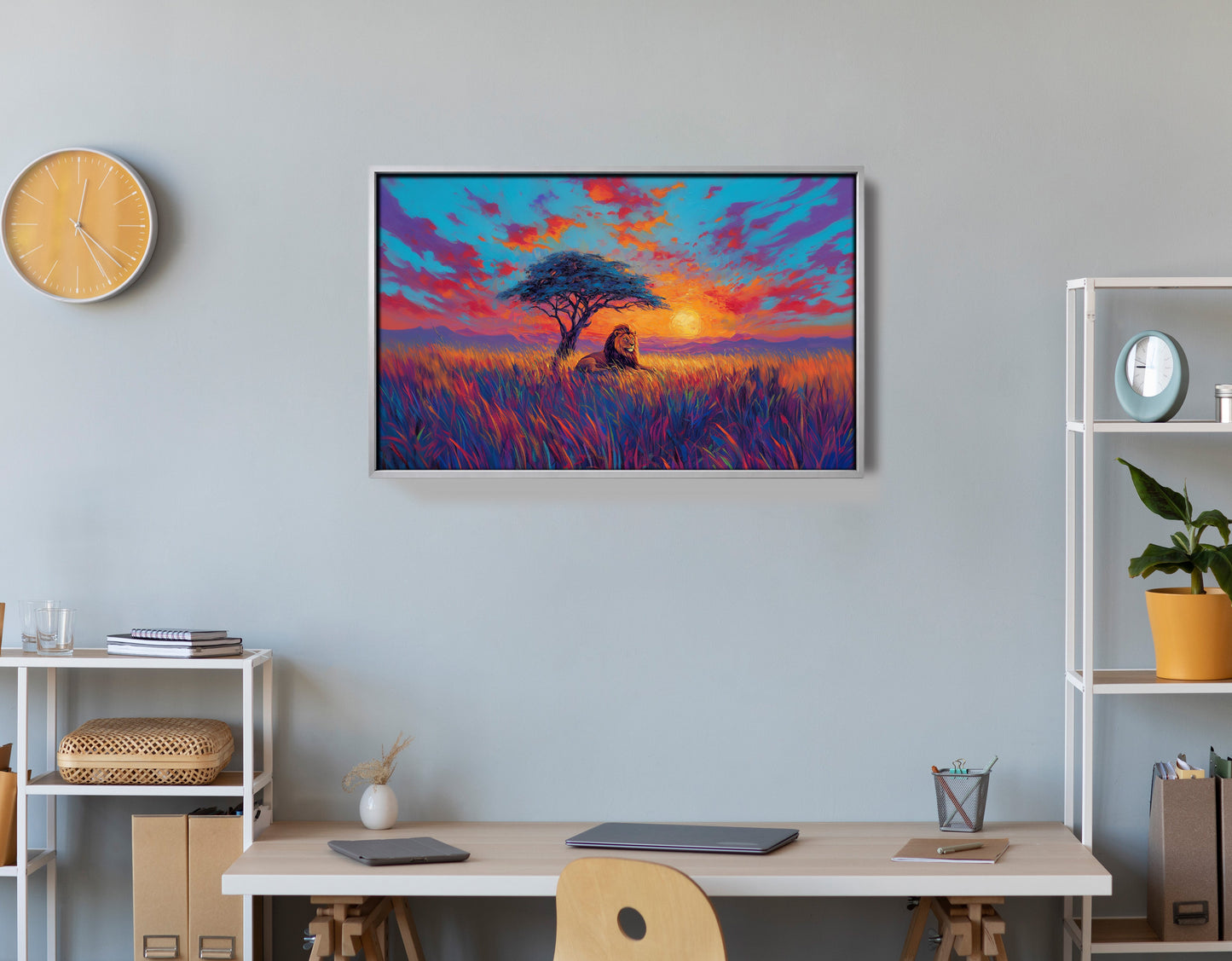 Lion Colorful Sunset Black African American canvas print view 60