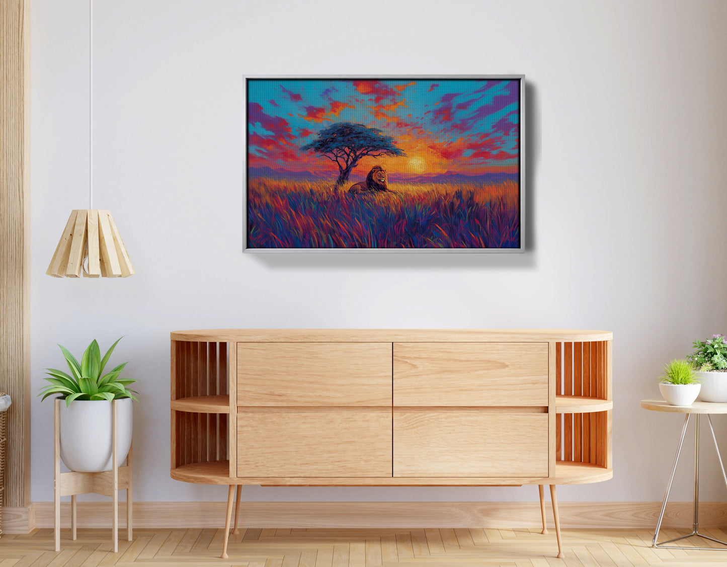 Lion Colorful Sunset Black African American canvas print view 56