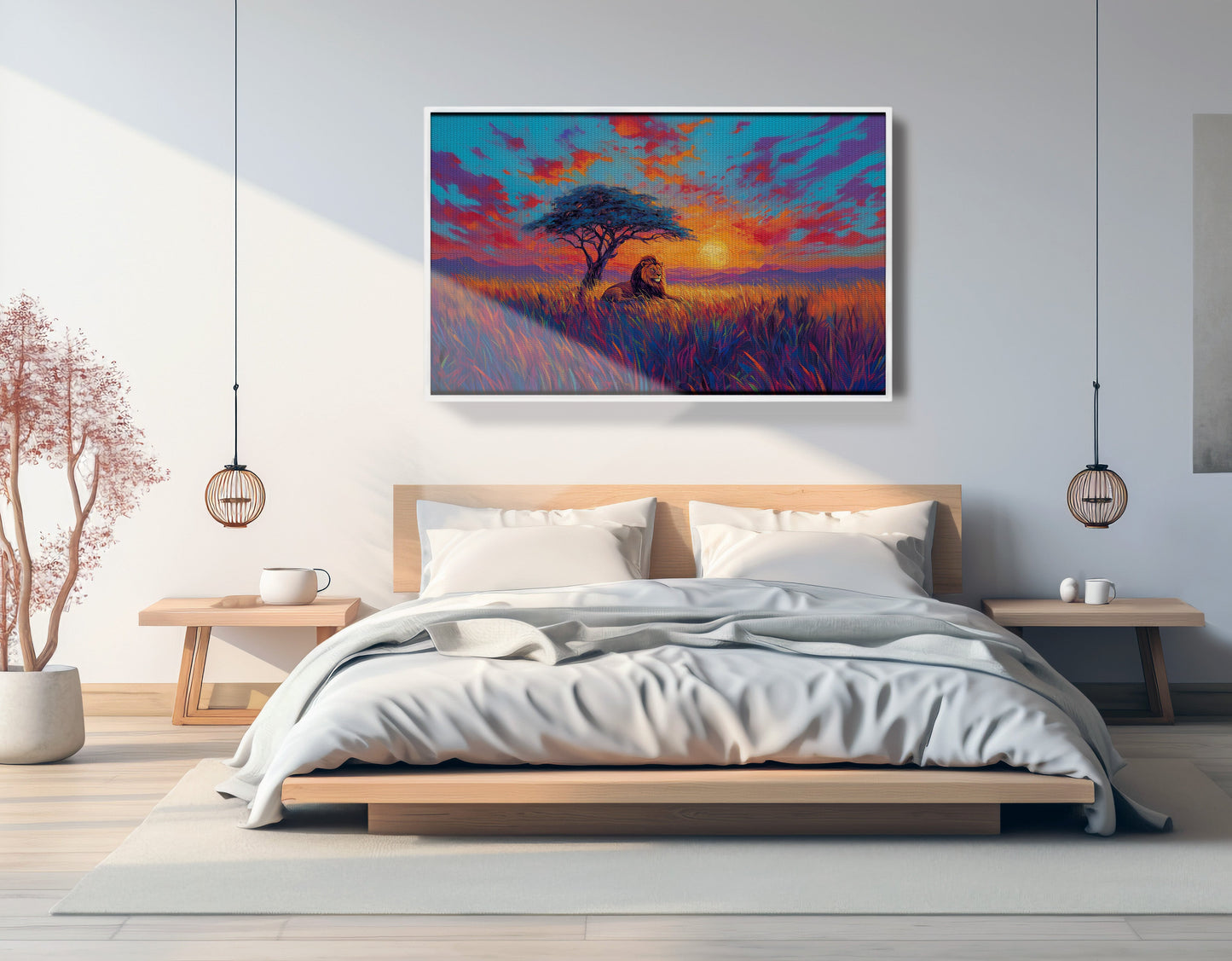 Lion Colorful Sunset Black African American canvas print view 63