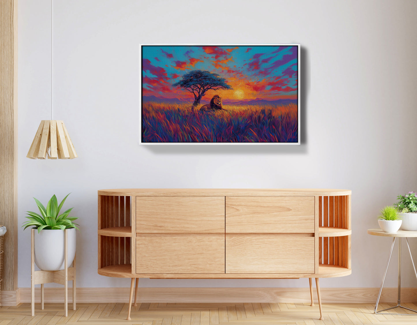 Lion Colorful Sunset Black African American canvas print view 62