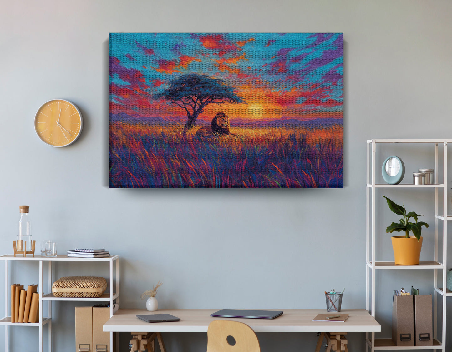 Lion Colorful Sunset Black African American canvas print view 18