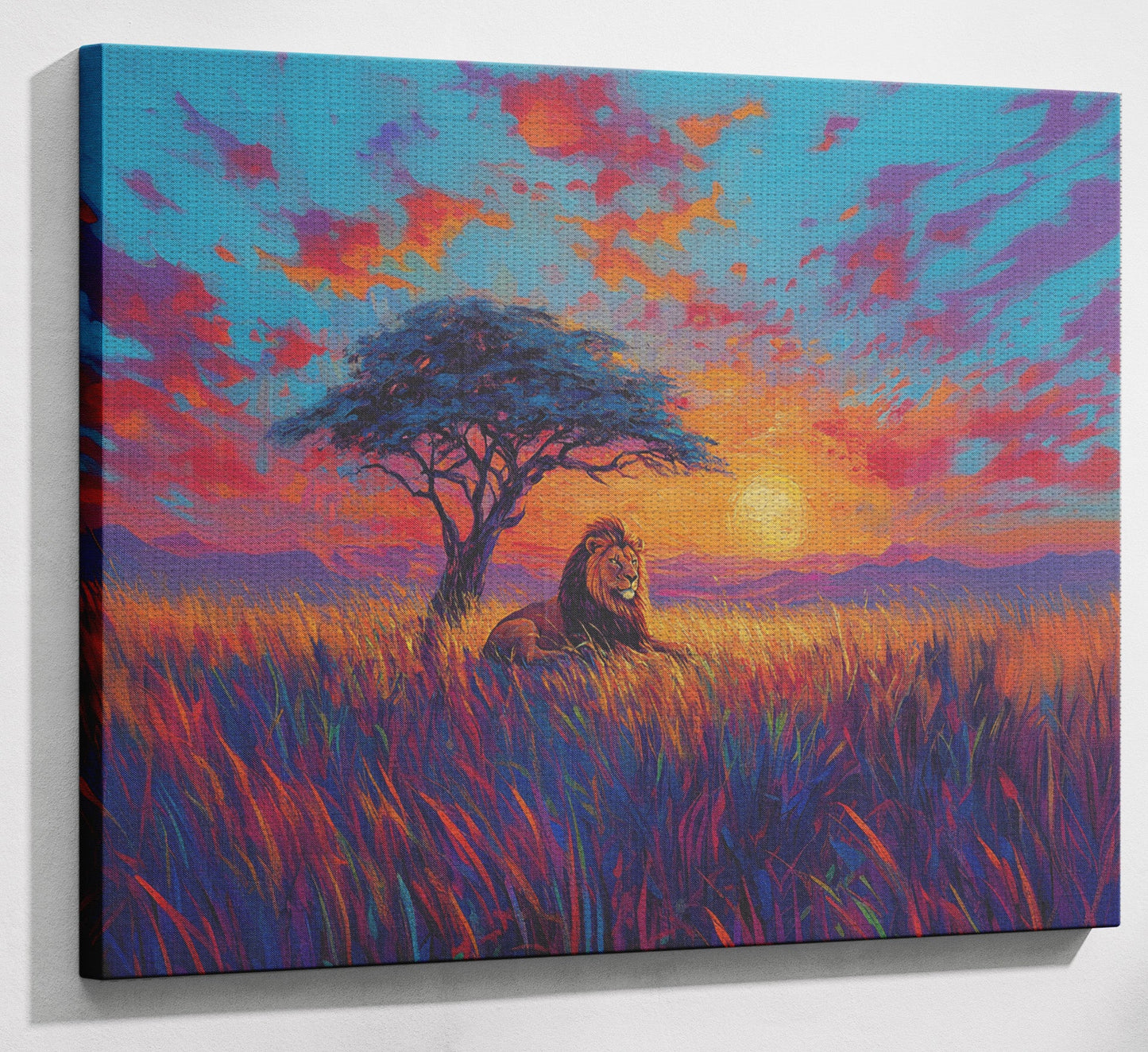 Lion Colorful Sunset Black African American canvas print view 13