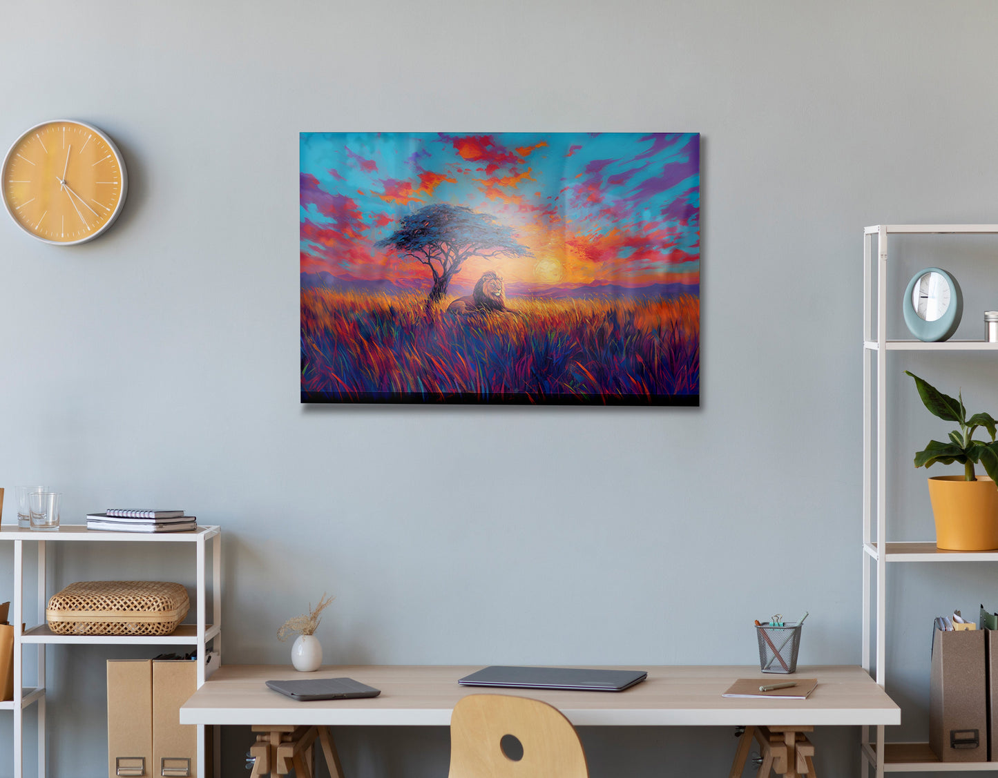 Lion Colorful Sunset Black African American canvas print view 24