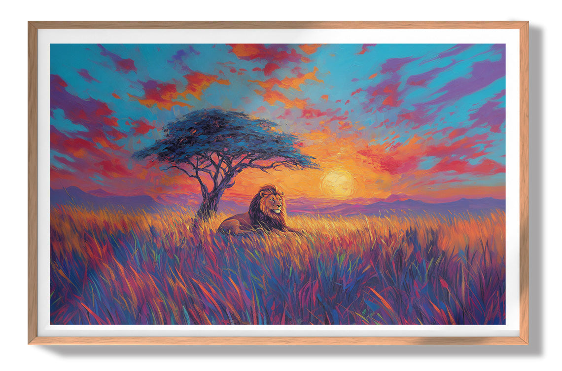Lion Colorful Sunset Black African American canvas print view 79