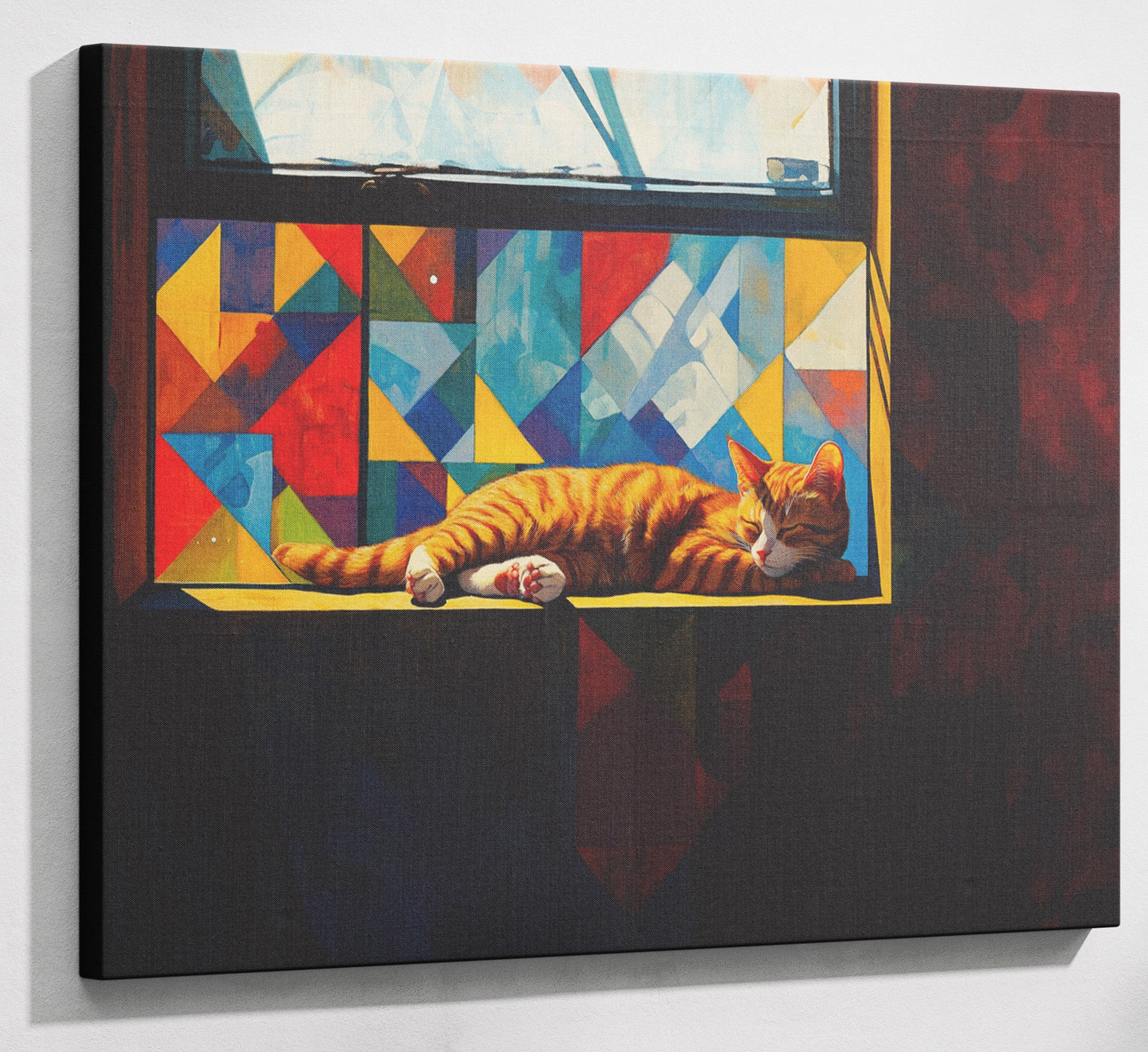 Sleeping Orange Cat Window African American canvas print canvas print with visible wall art format