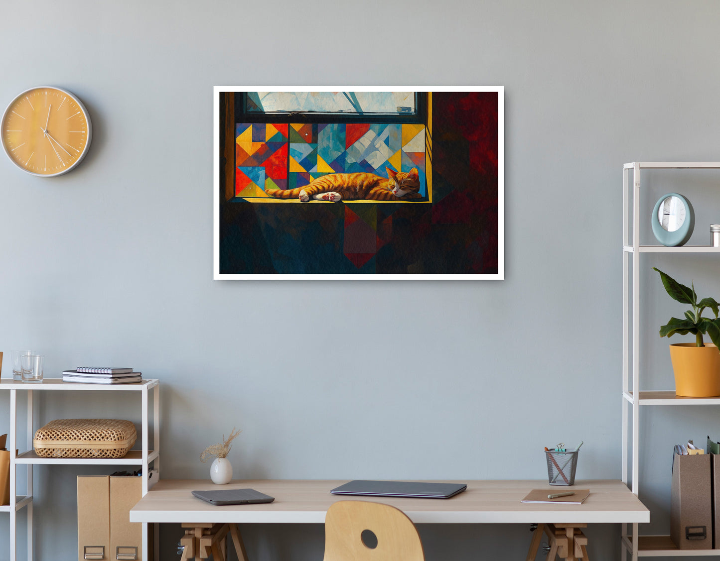 Sleeping Orange Cat Window African American canvas print print view