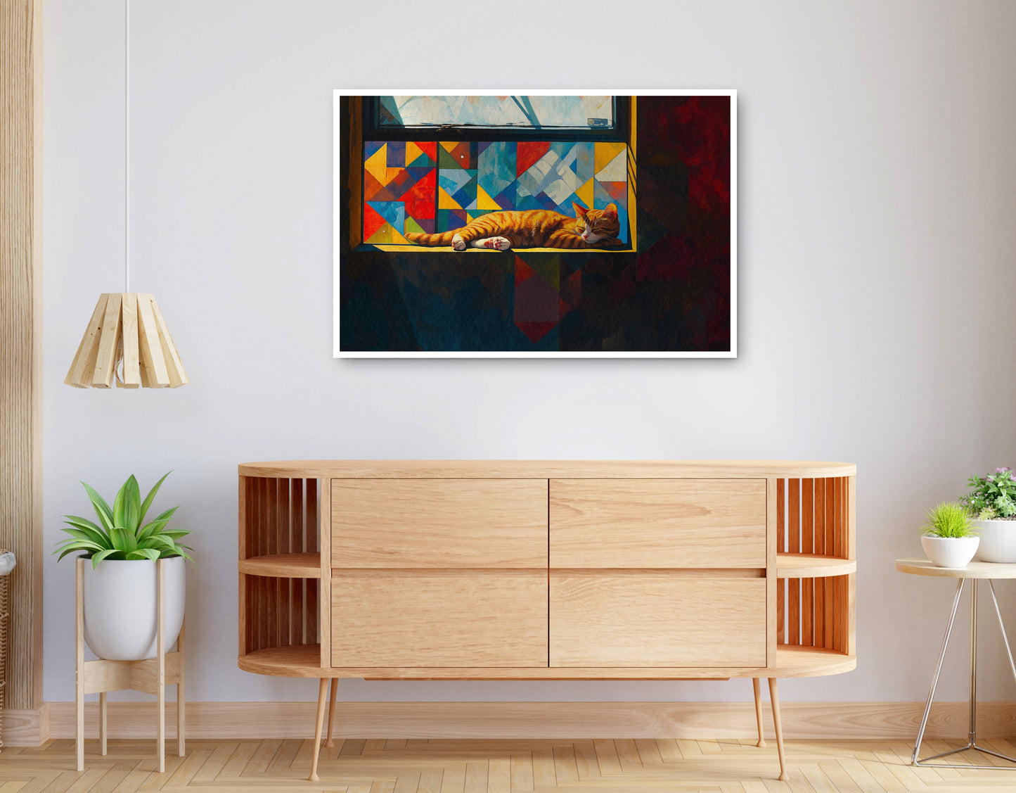 Alternate view of Sleeping Orange Cat Window African American canvas print