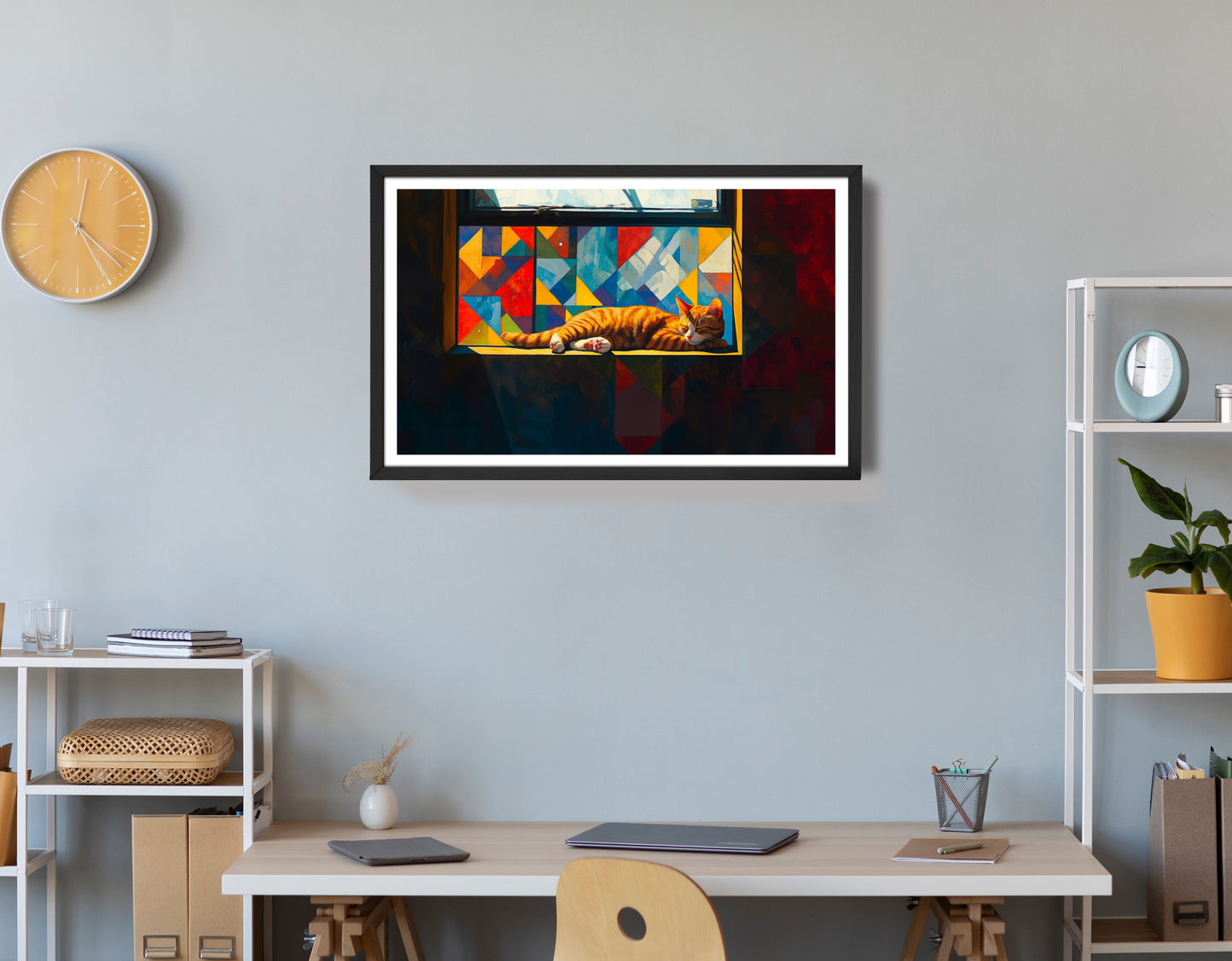 Sleeping Orange Cat Window African American canvas print view 72