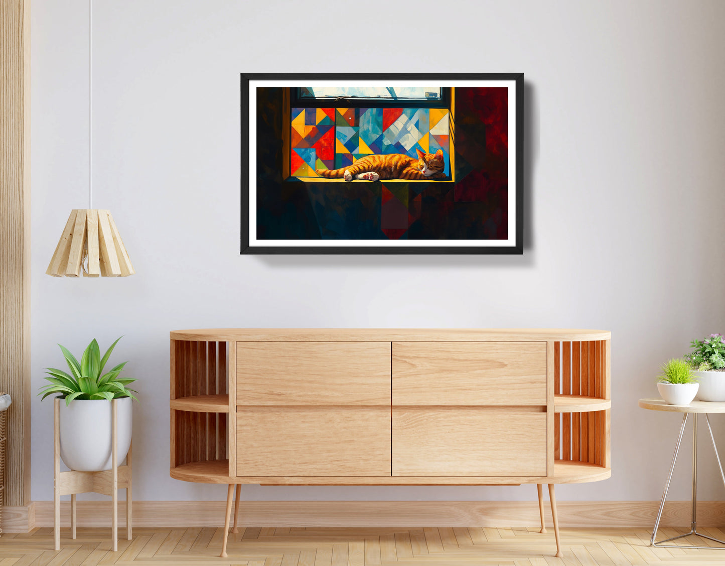 Sleeping Orange Cat Window African American canvas print view 68
