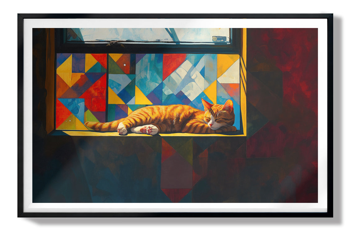 Sleeping Orange Cat Window African American canvas print view 67