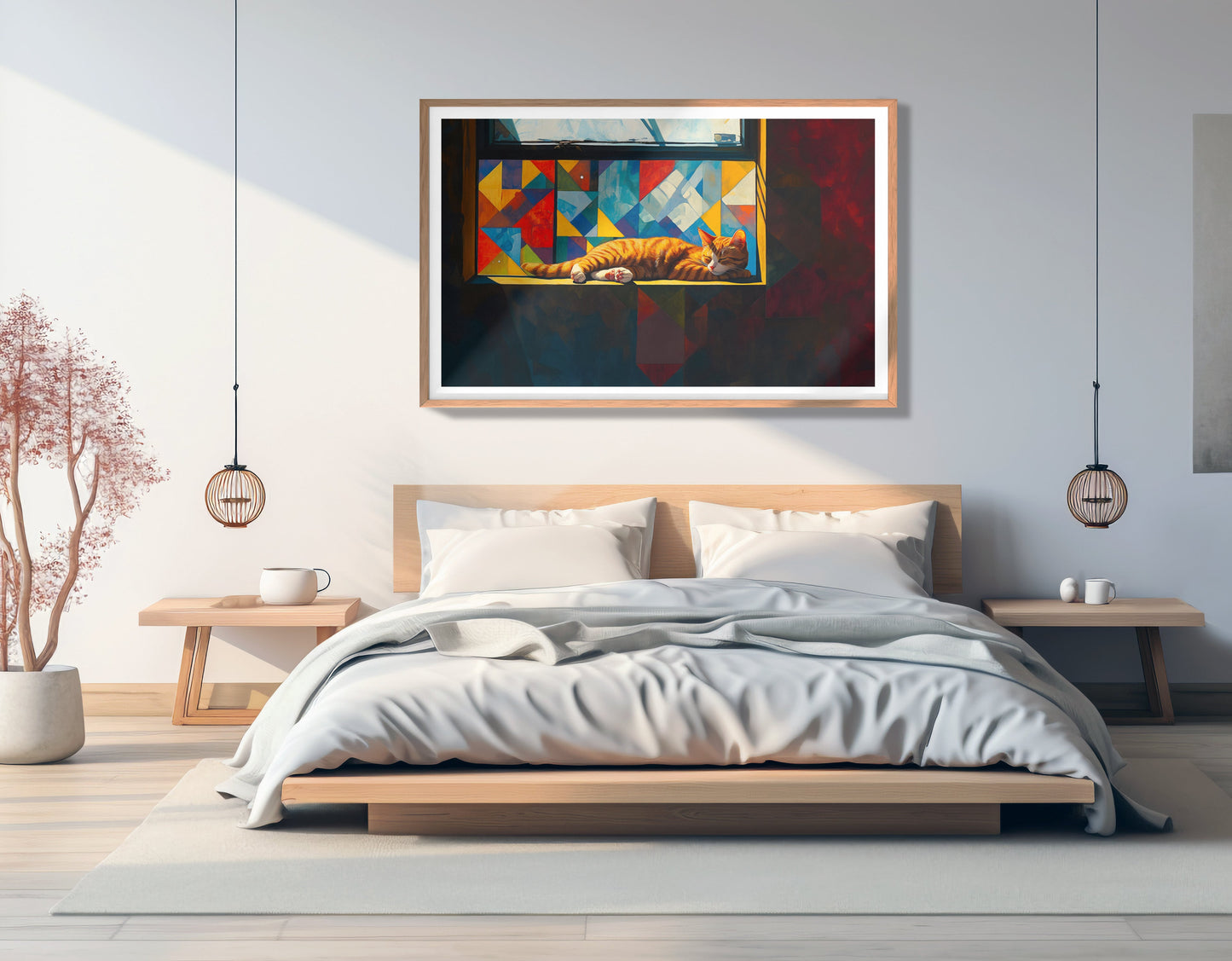 Sleeping Orange Cat Window African American canvas print view 81