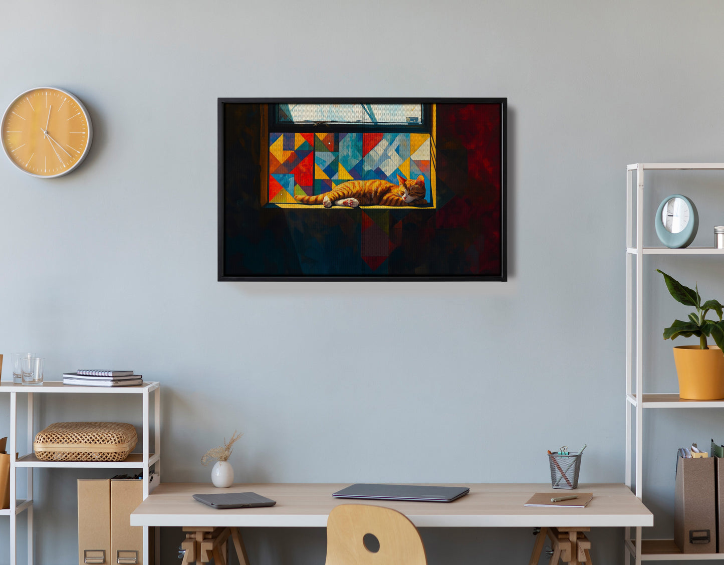Sleeping Orange Cat Window African American canvas print view 30