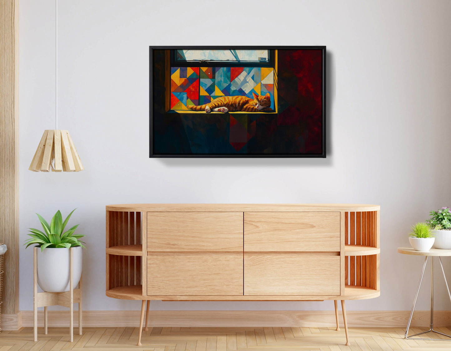 Sleeping Orange Cat Window African American canvas print view 26