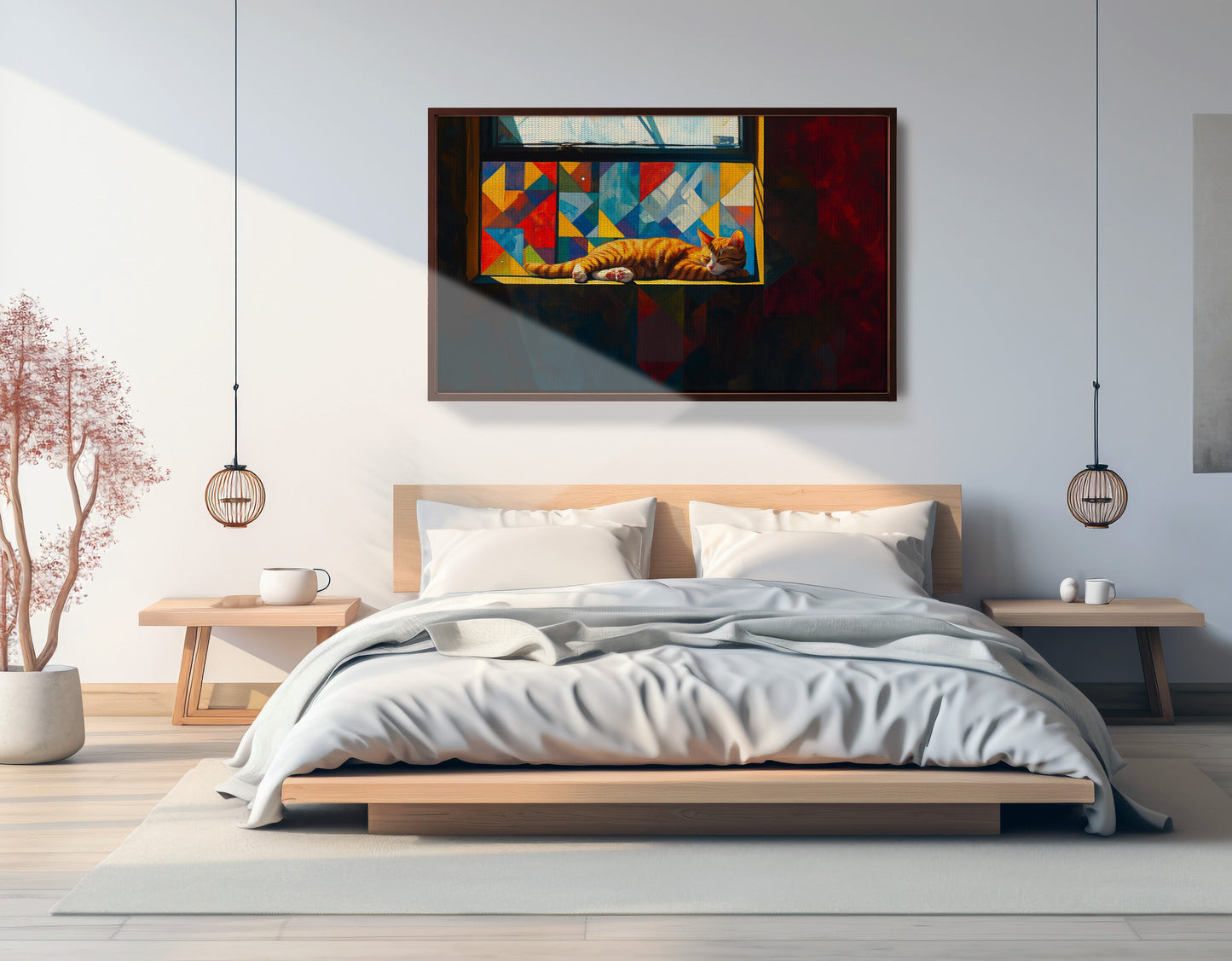 Sleeping Orange Cat Window African American canvas print view 33