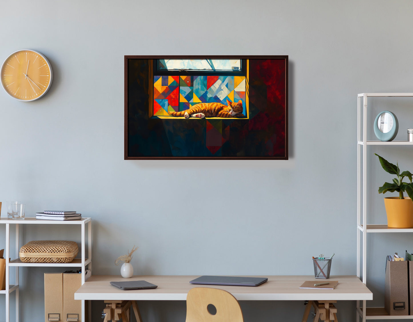 Sleeping Orange Cat Window African American canvas print view 36