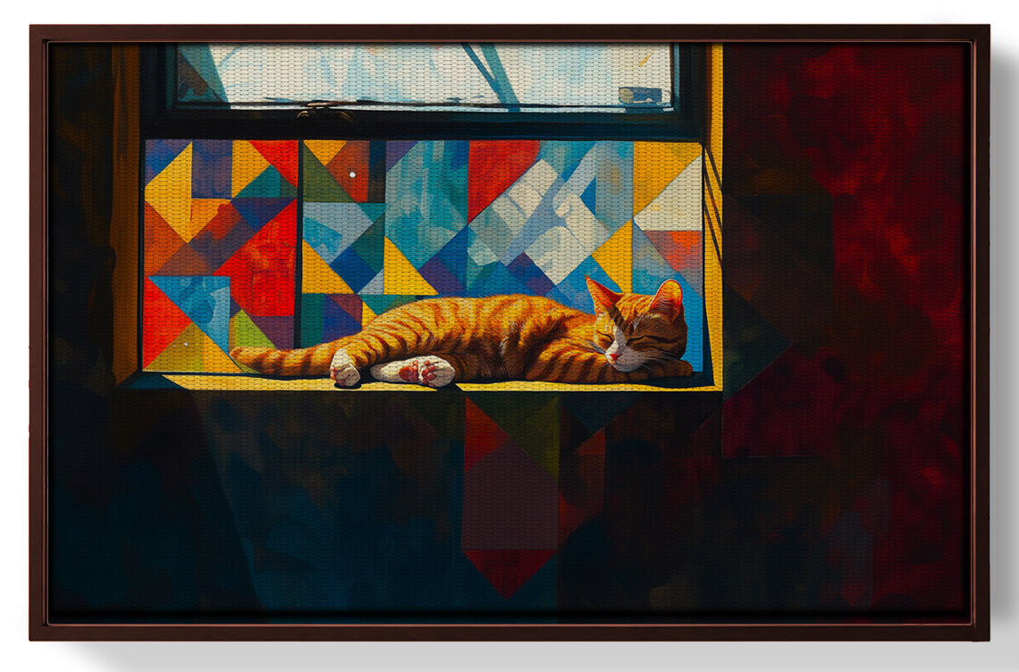 Sleeping Orange Cat Window African American canvas print view 31