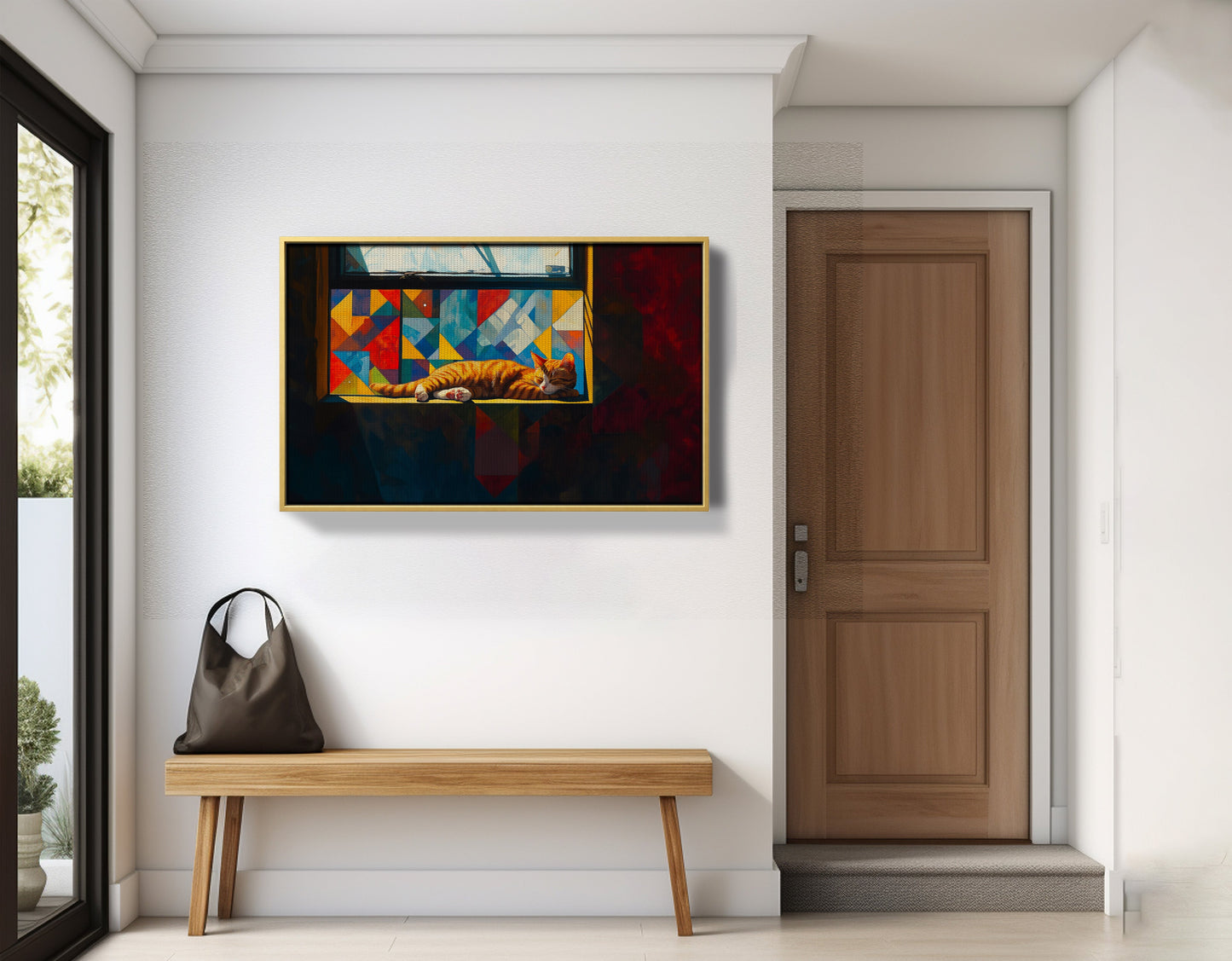 Sleeping Orange Cat Window African American canvas print view 41