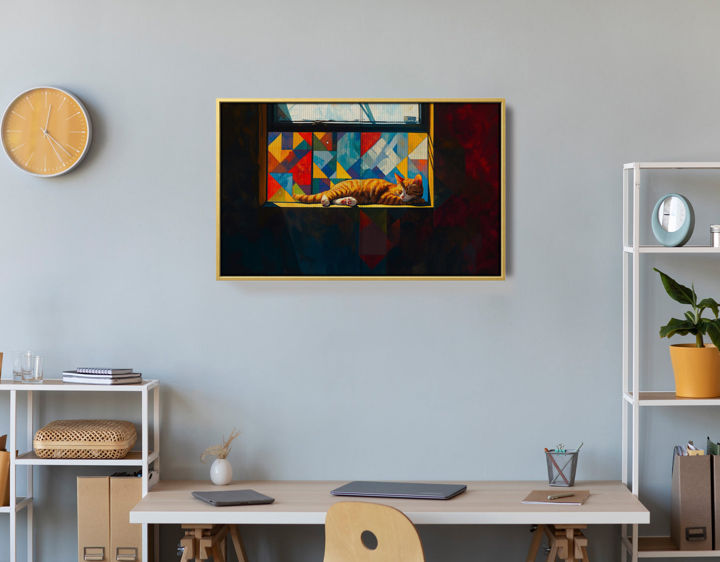 Sleeping Orange Cat Window African American canvas print view 42