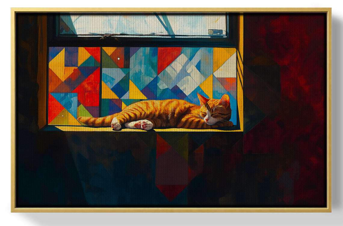 Sleeping Orange Cat Window African American canvas print view 37