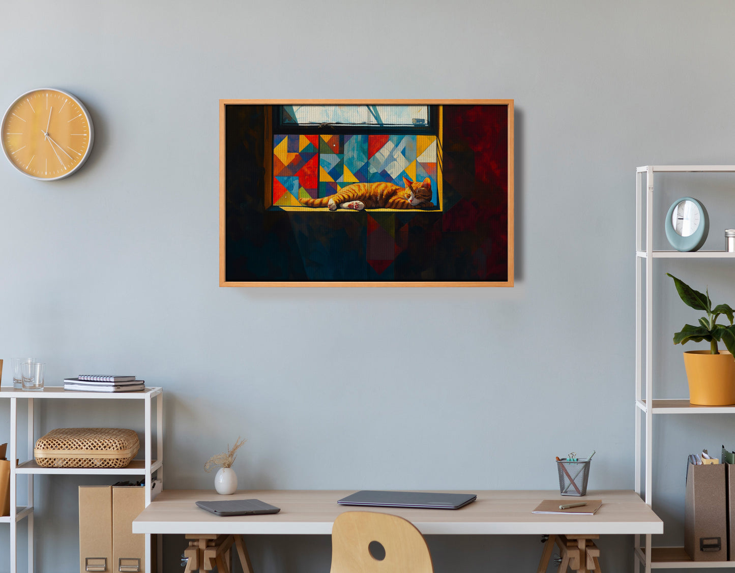 Sleeping Orange Cat Window African American canvas print view 48