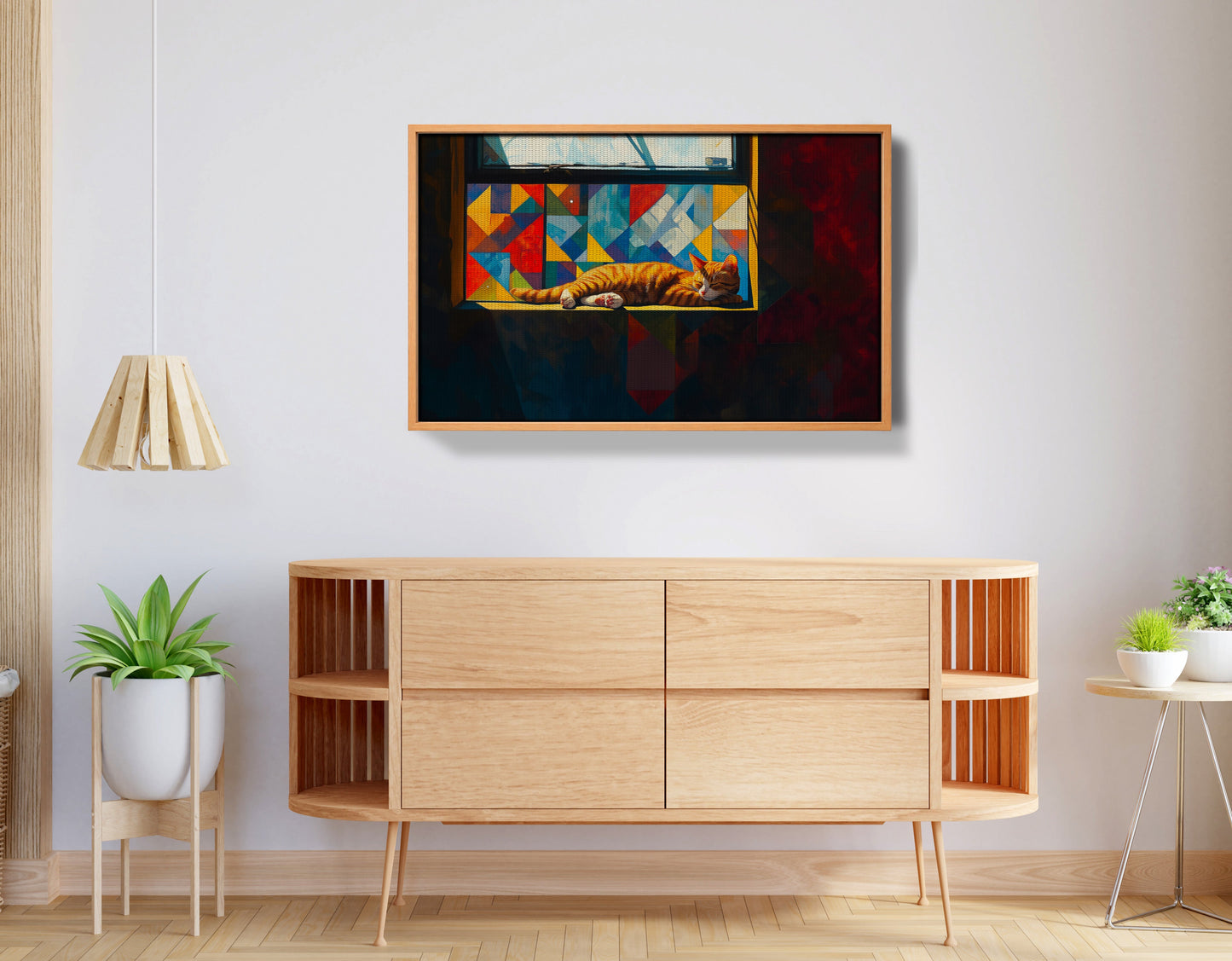 Sleeping Orange Cat Window African American canvas print view 44