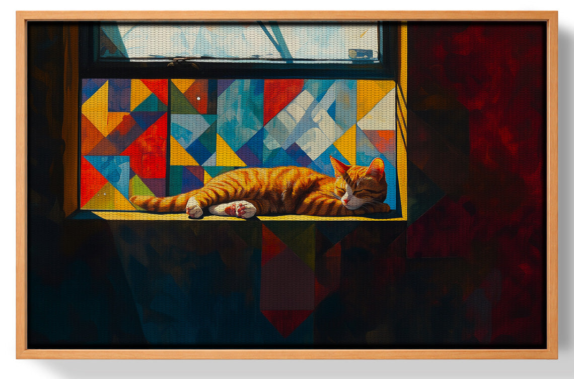 Sleeping Orange Cat Window African American canvas print view 43