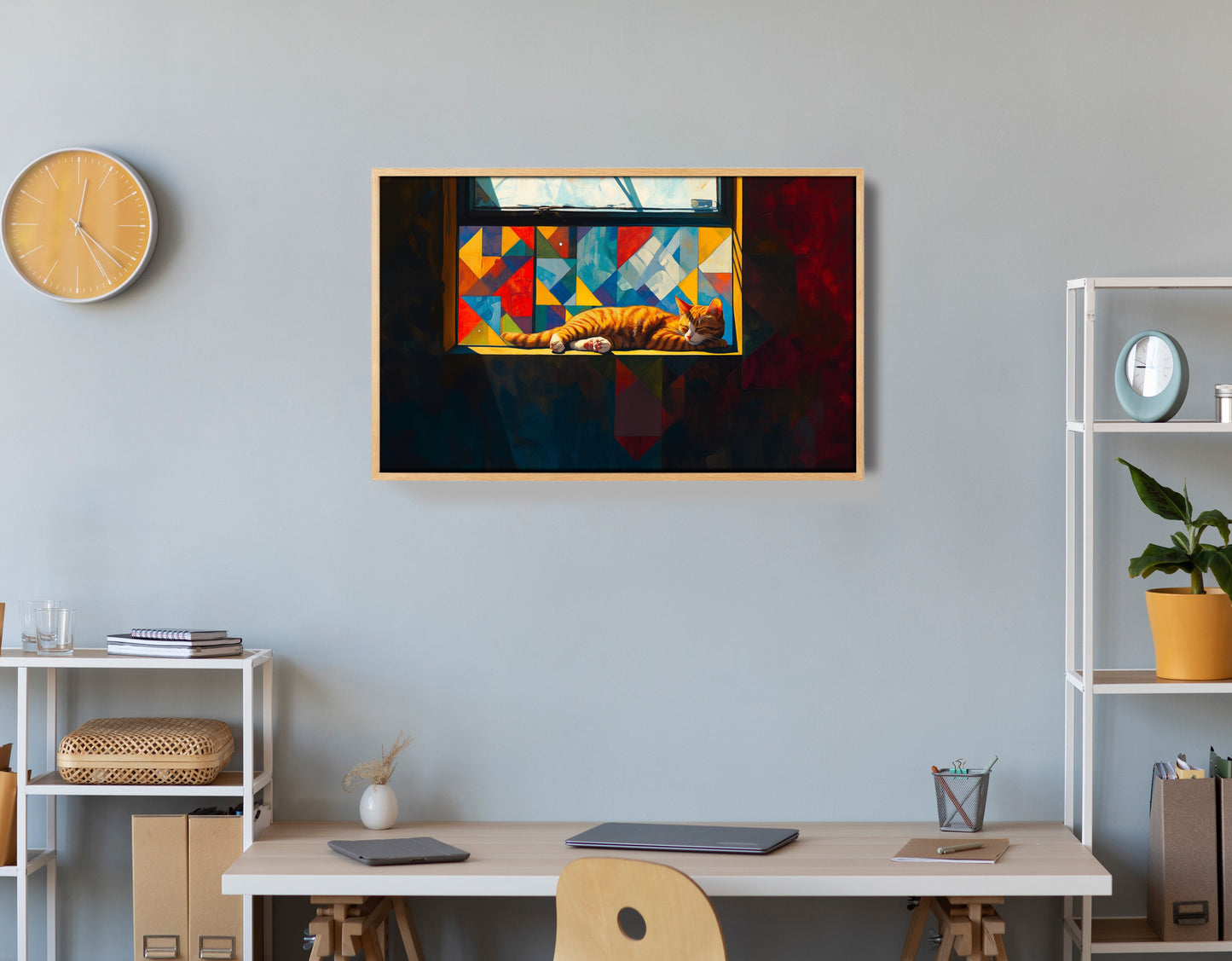 Sleeping Orange Cat Window African American canvas print view 54